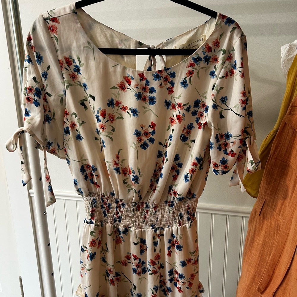 Saltwater LUXE Floral Midi Dress in Cream